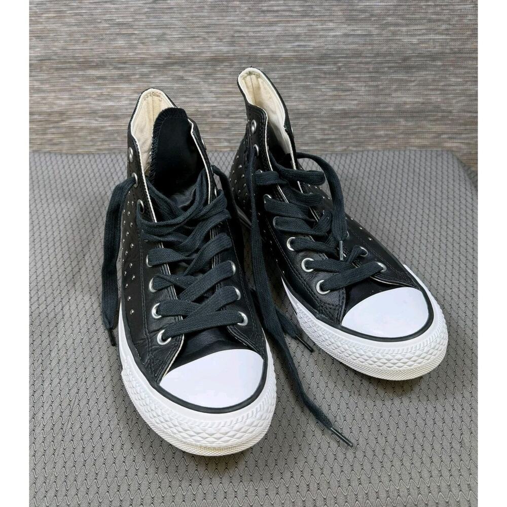Converse Chuck Taylor All Star 2 Shoes Womens 9 Black Leather Studded 561682C - Picture 2 of 12